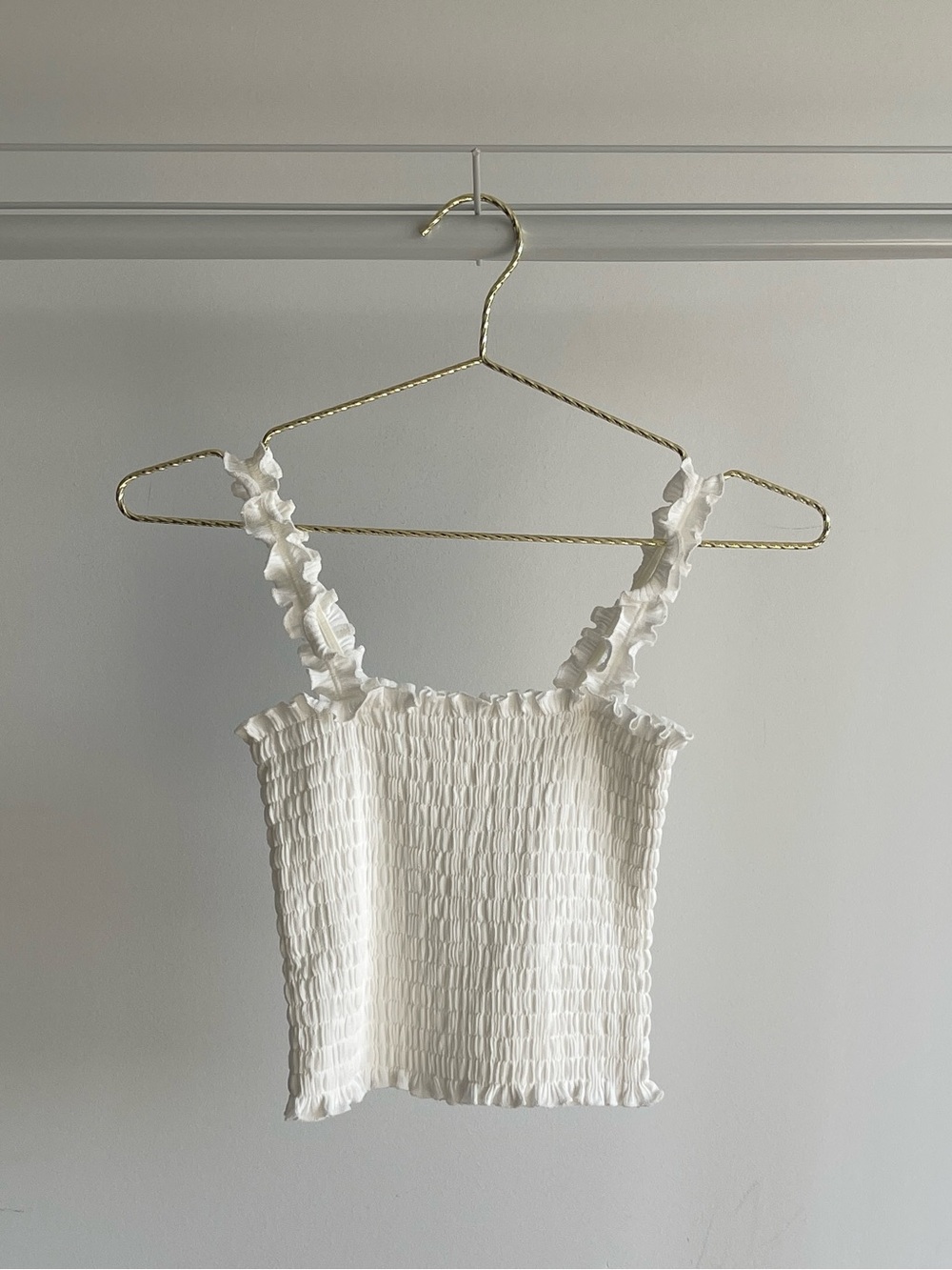 Aritzia White Smocked Camisole Top